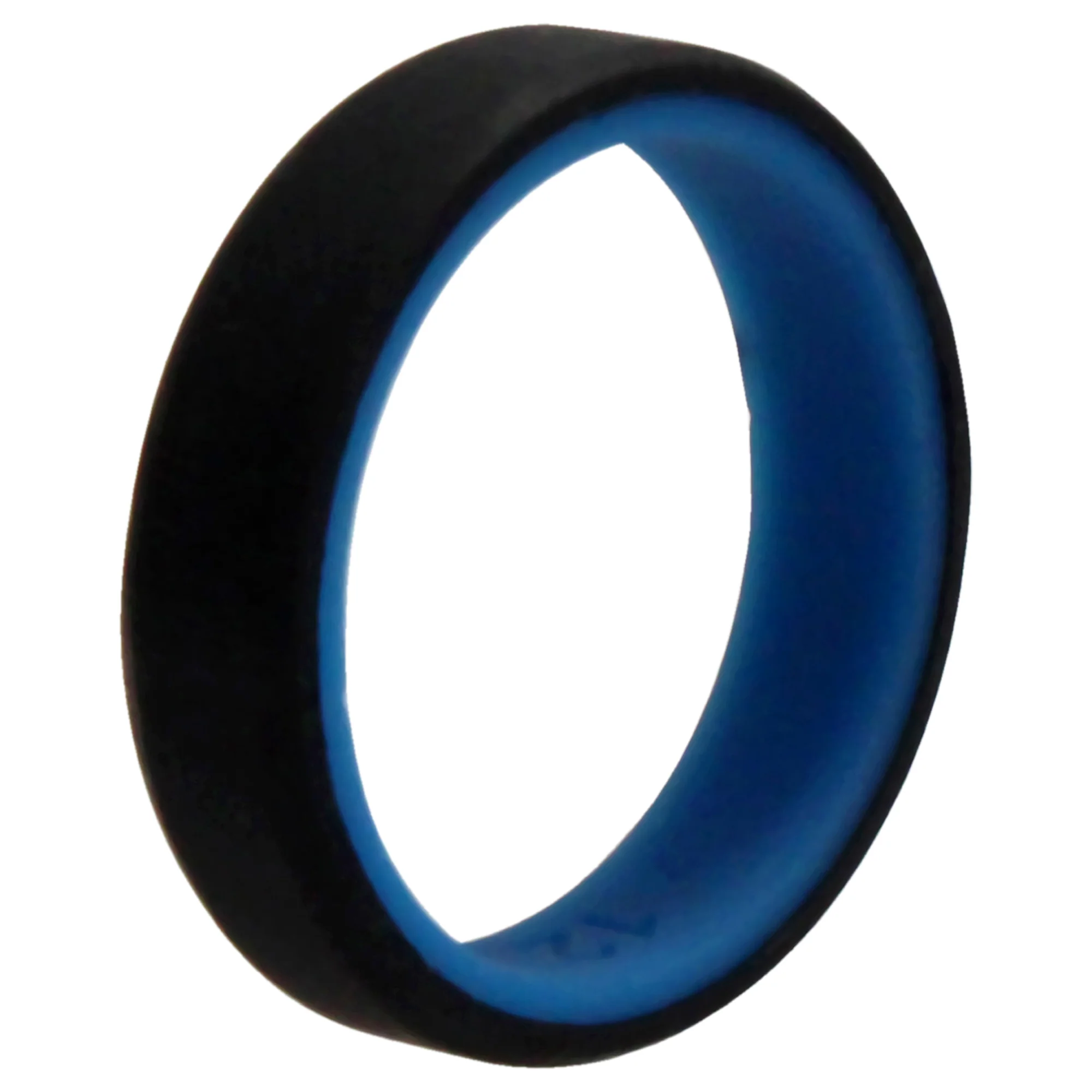 Silicone Wedding 6mm Brush 2Layer Ring - Blue-Black by ROQ for Men - 12 mm Ring - Olabens