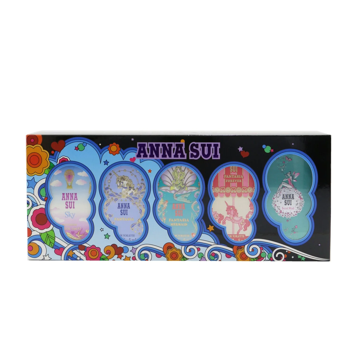 Anna Sui Miniature Coffret: Secret Wish 5ml + Sky 5ml +Fantasia 5ml  + Fantasia Mermaid 5ml + Fantasia Forever 5ml  5x5ml/0.17oz - Olabens