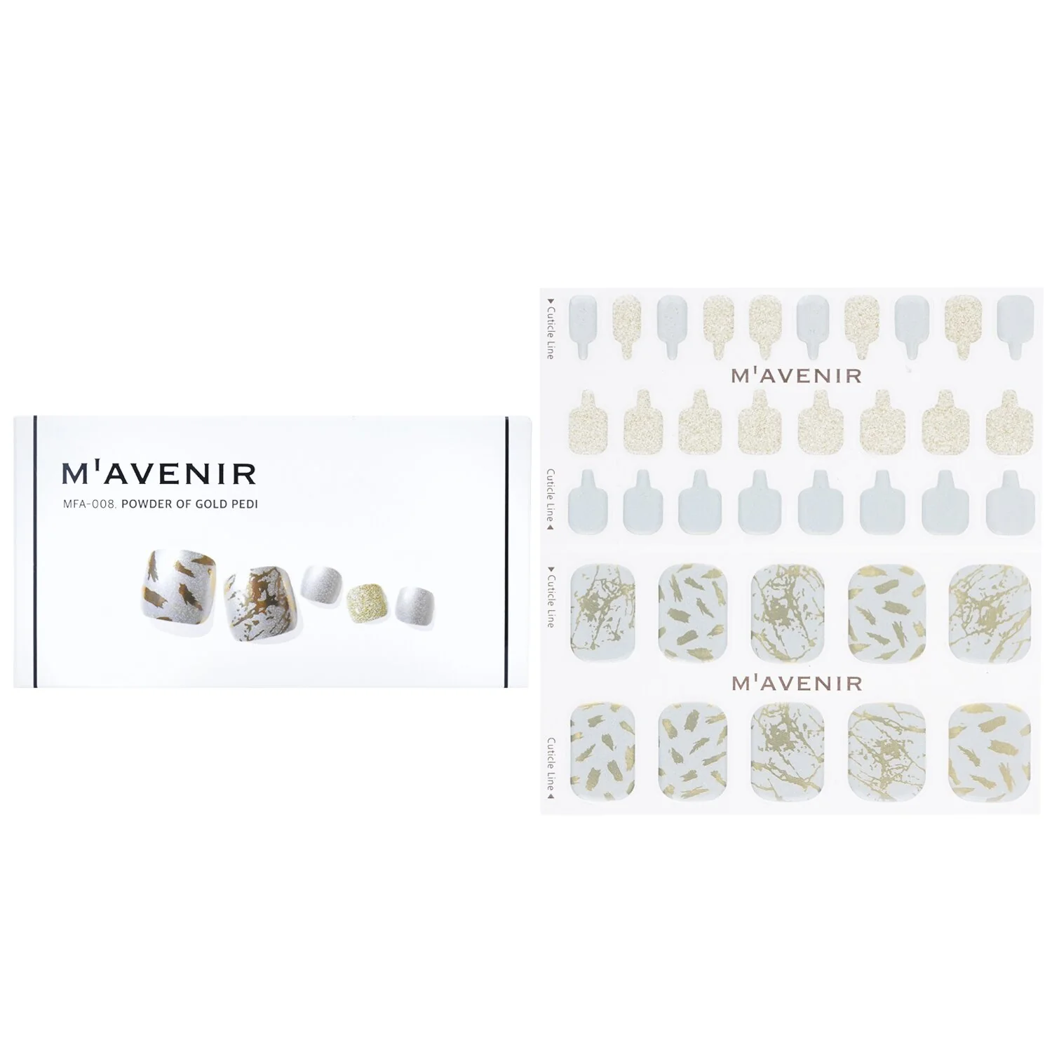 Mavenir Nail Sticker (Patterned) - # Powder Of Gold Pedi  36pcs - Olabens