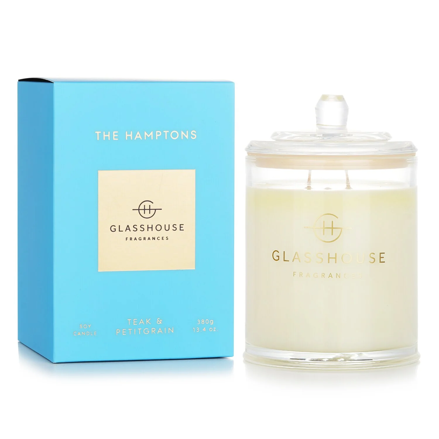 Glasshouse Triple Scented Soy Candle - The Hamptons (Teak & Petitgrain)  380g/13.4oz - Olabens
