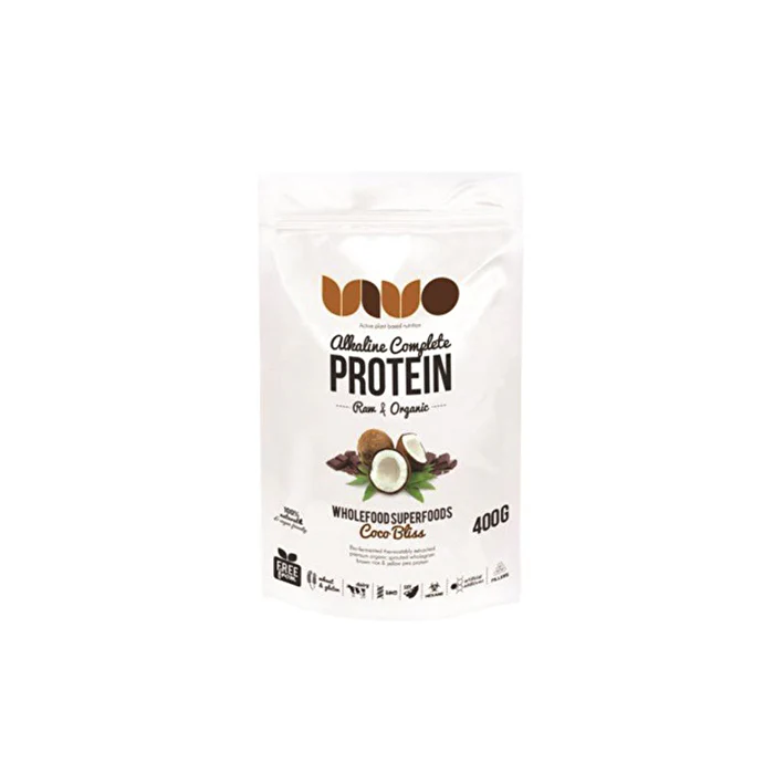 VIVO ALKALINE PROTEIN Vivo Alkaline Protein Organic & Raw Alkaline Complete Protein Coco Bliss 400g - Olabens