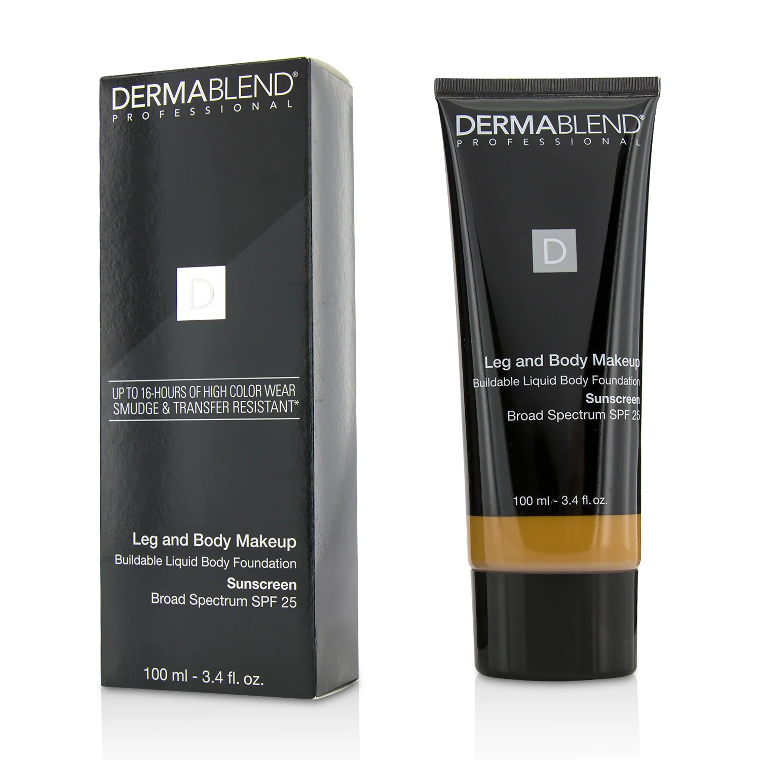 Dermablend Leg and Body Make Up Buildable Liquid Body Foundation Sunscreen Broad Spectrum SPF 25 - #Tan Golden 65N  100ml/3.4oz - Olabens