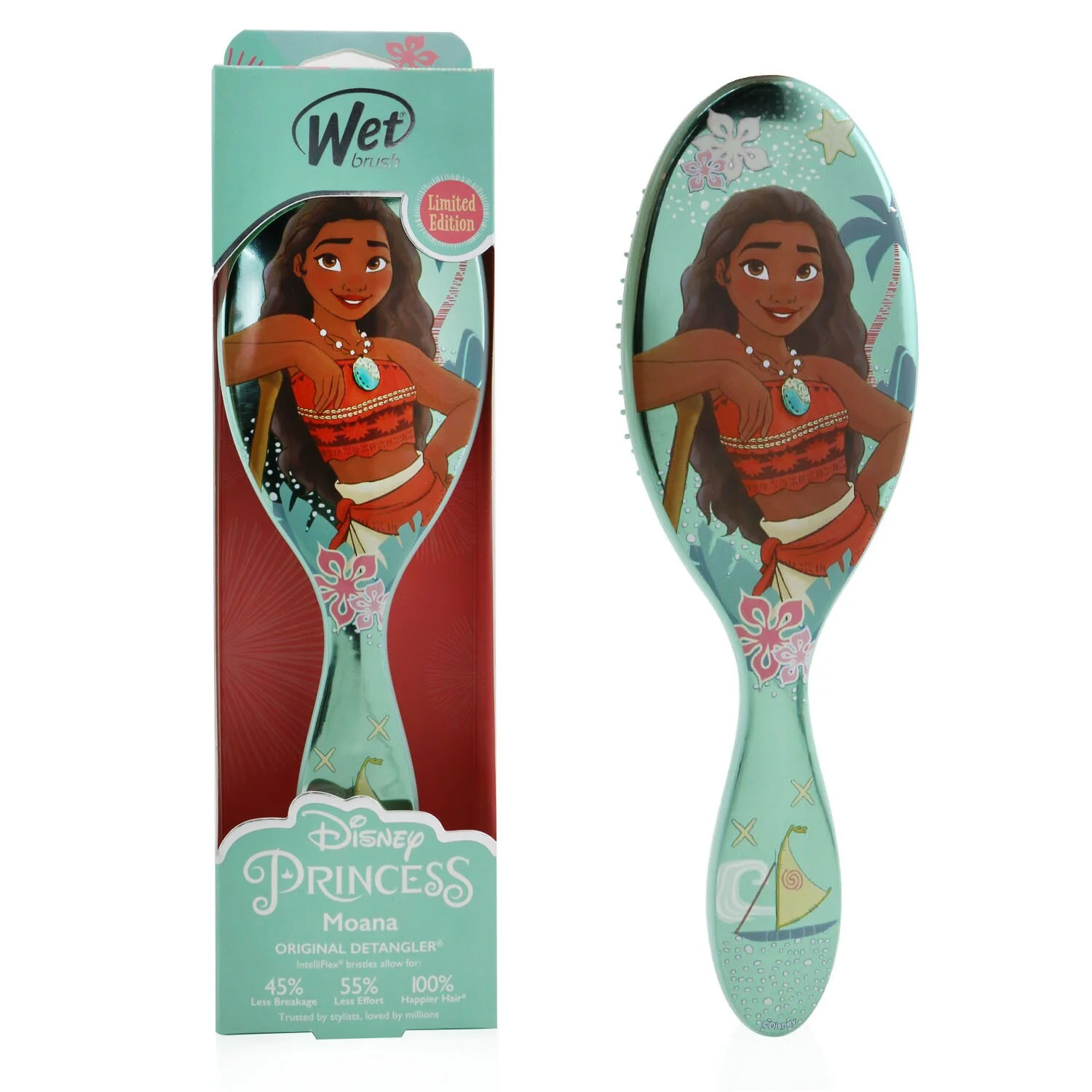 Wet Brush Original Detangler Princess Wholehearted - # Moana Teal (Limited Edition)  1pc - Olabens