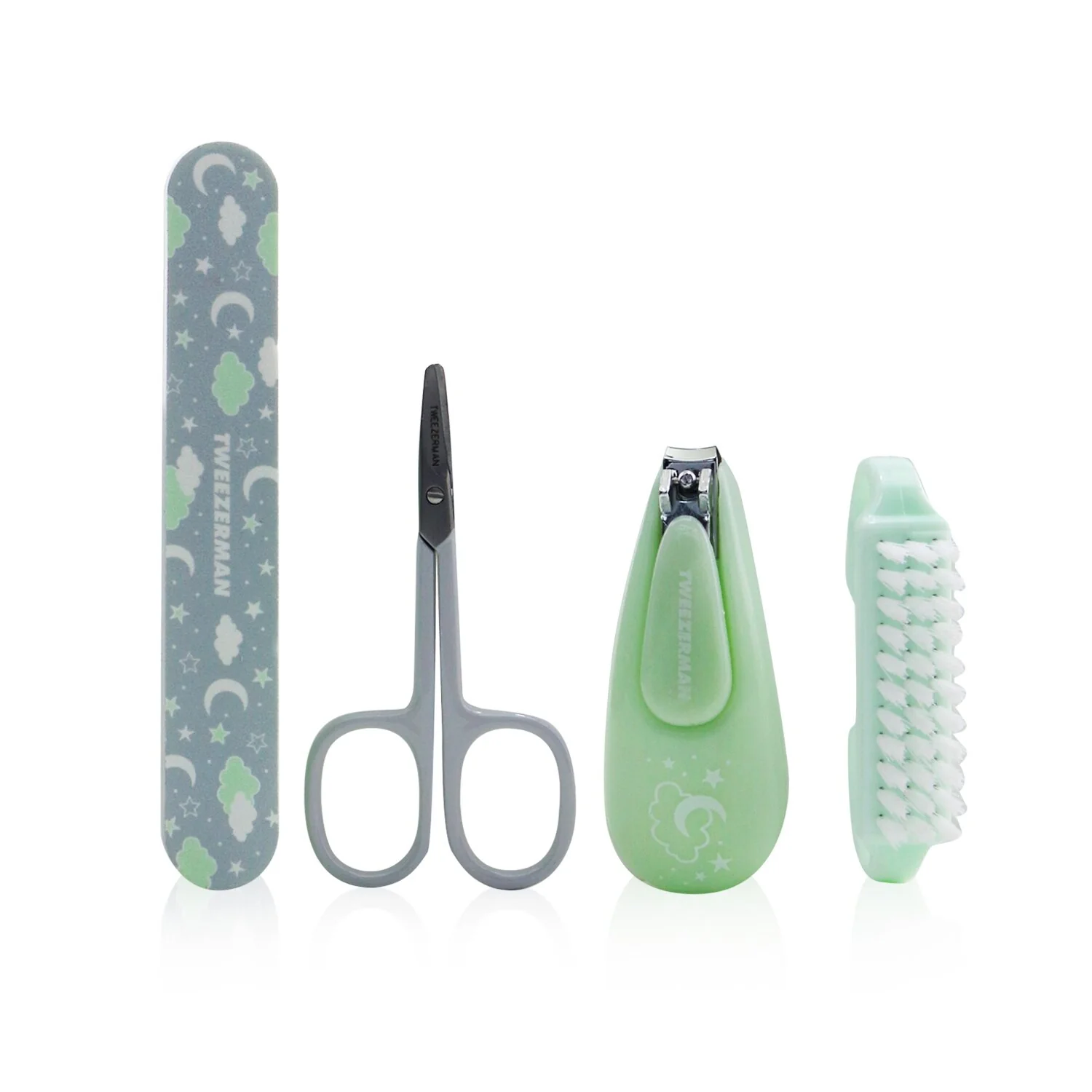 Tweezerman Baby Manicure Kit (Nail Clipper + Nail Scissors + Nail File + Brush)  4pcs - Olabens