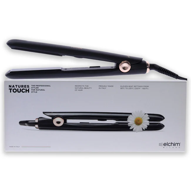Elchim Natures Touch Flat Iron - 39 EL Black by Elchim for Unisex - 1 Inch Flat Iron - Olabens