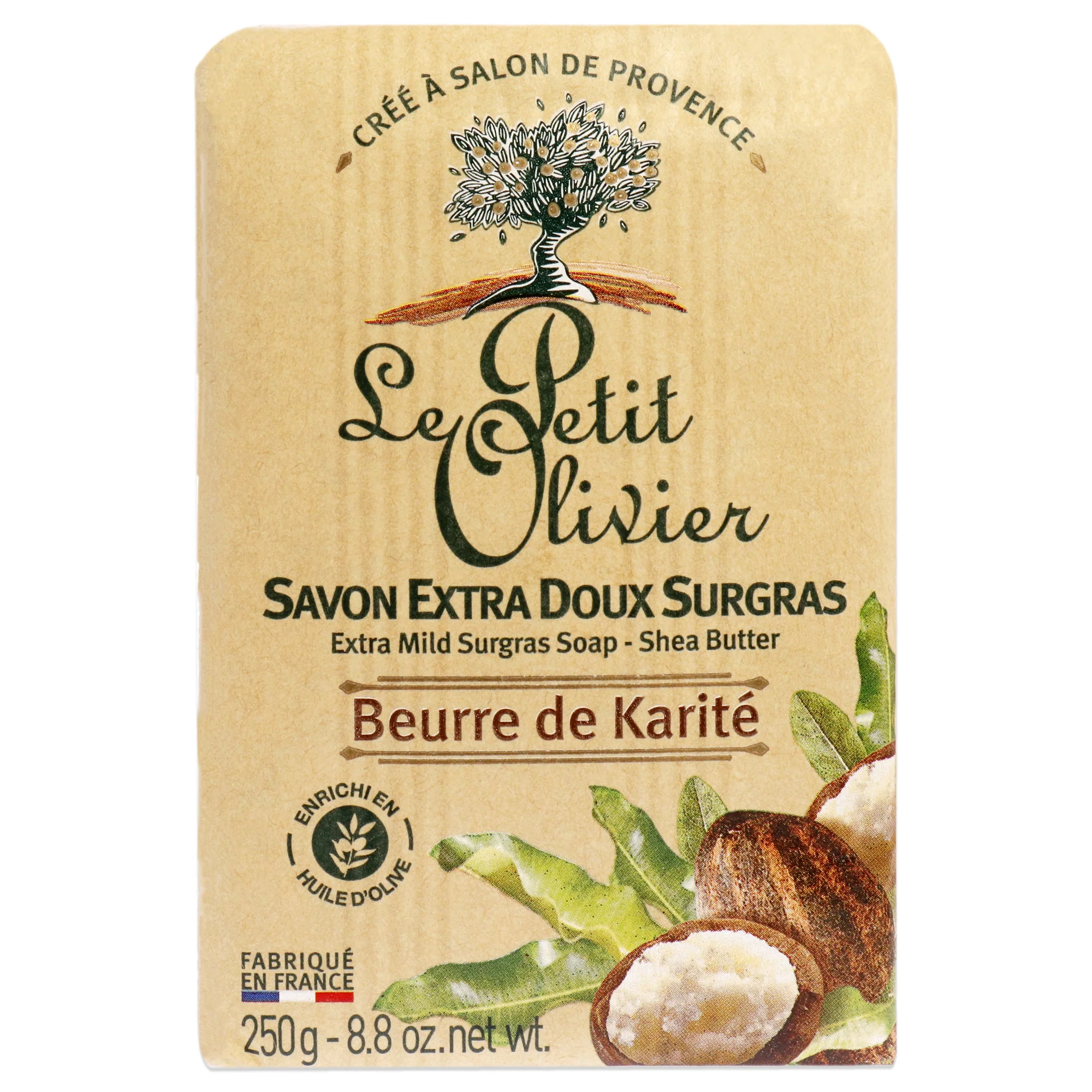 Extra Mild Surgras Soap - Shea Butter by Le Petit Olivier for Men - 8.8 oz Soap - Olabens