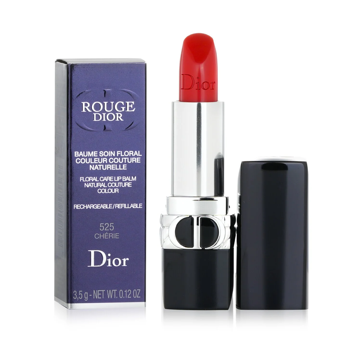 Christian Dior Rouge Dior Floral Care Refillable Lip Balm - # 525 Cherie (Satin Balm)  3.5g/0.12oz - Olabens