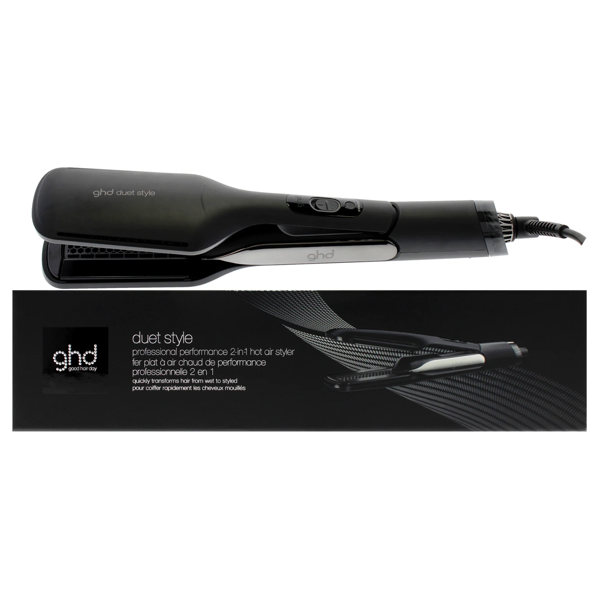 GHD Duet Style Professional Performance 2-in-1 Hot Air Styler - S10201 Black by GHD for Unisex - 1 Pc Flat Iron - Olabens