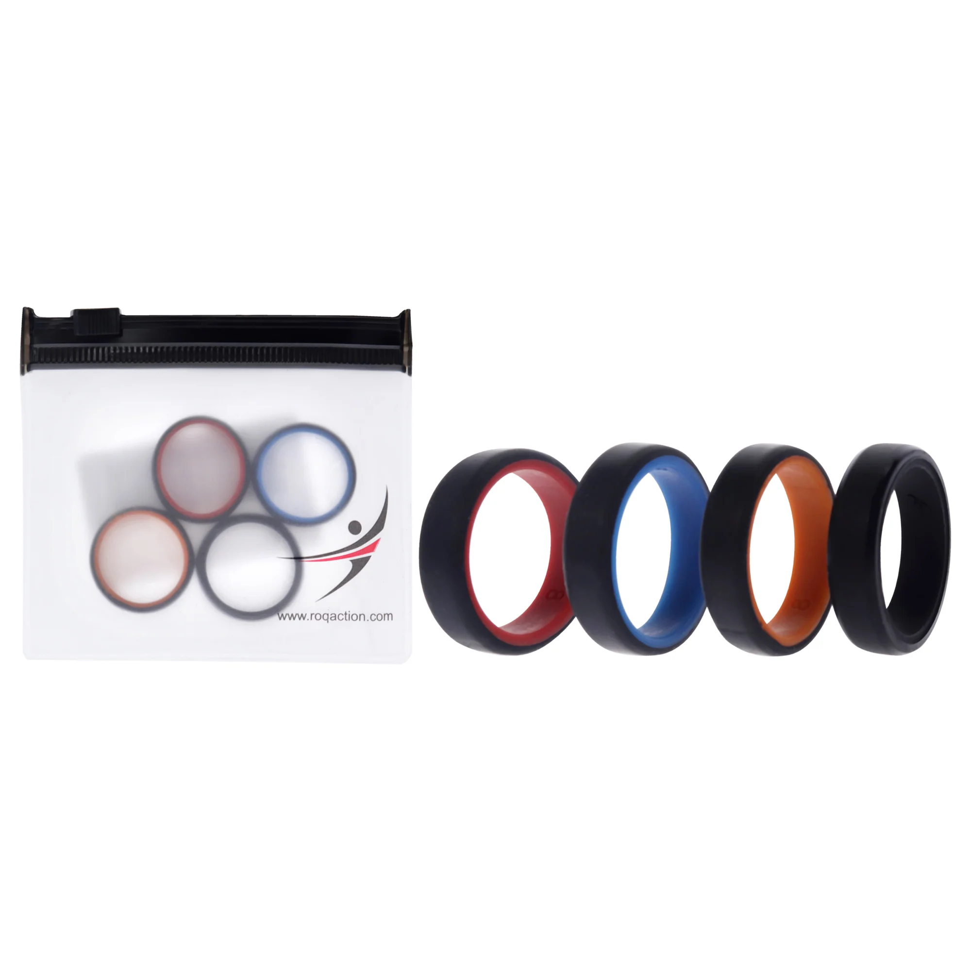 ROQ Silicone Wedding 6mm Brush 2Layer Ring Set - MultiColor by ROQ for Men - 4 x 8 mm Ring - Olabens