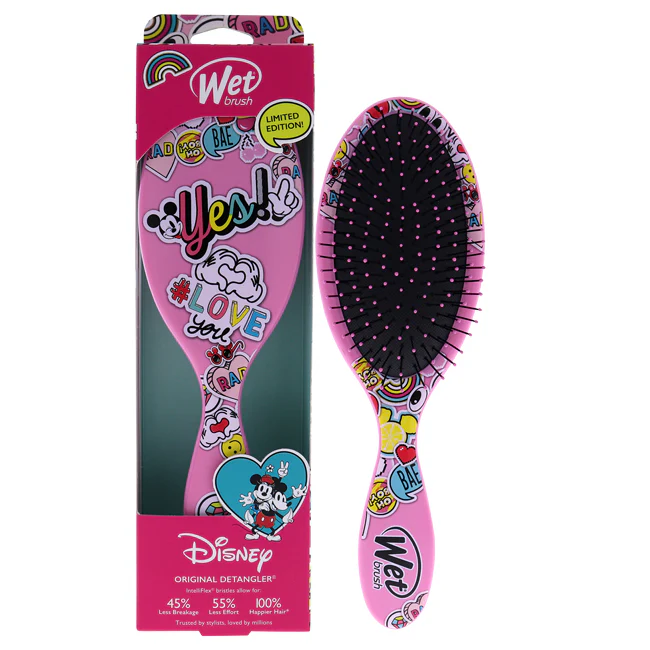 Wet Brush Original Detangler Disney Classic Brush - Peace Love Pink by Wet Brush for Unisex - 1 Pc Hair Brush - Olabens