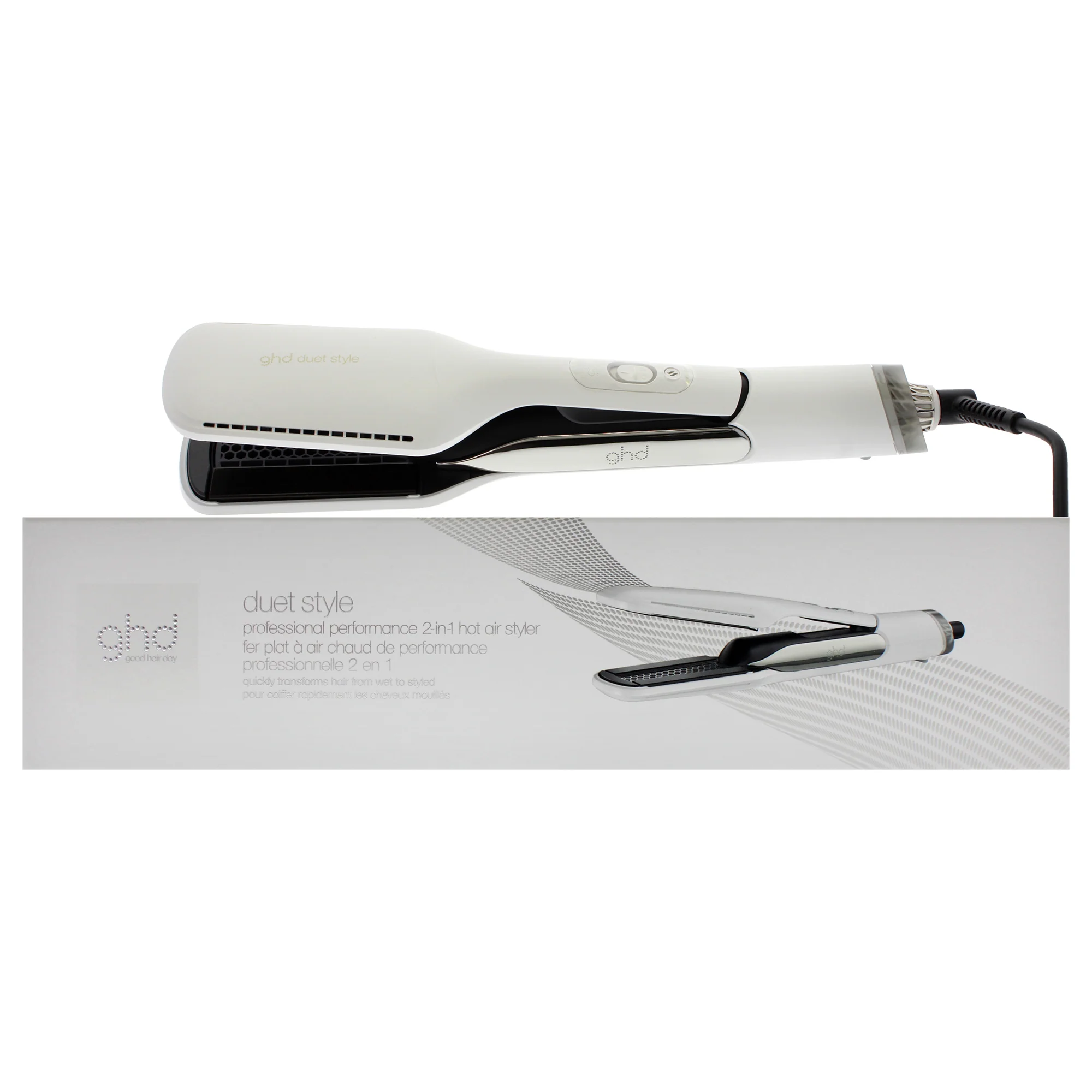 GHD Duet Style Professional Performance 2-in-1 Hot Air Styler - S10201 White by GHD for Unisex - 1 Pc Flat Iron - Olabens