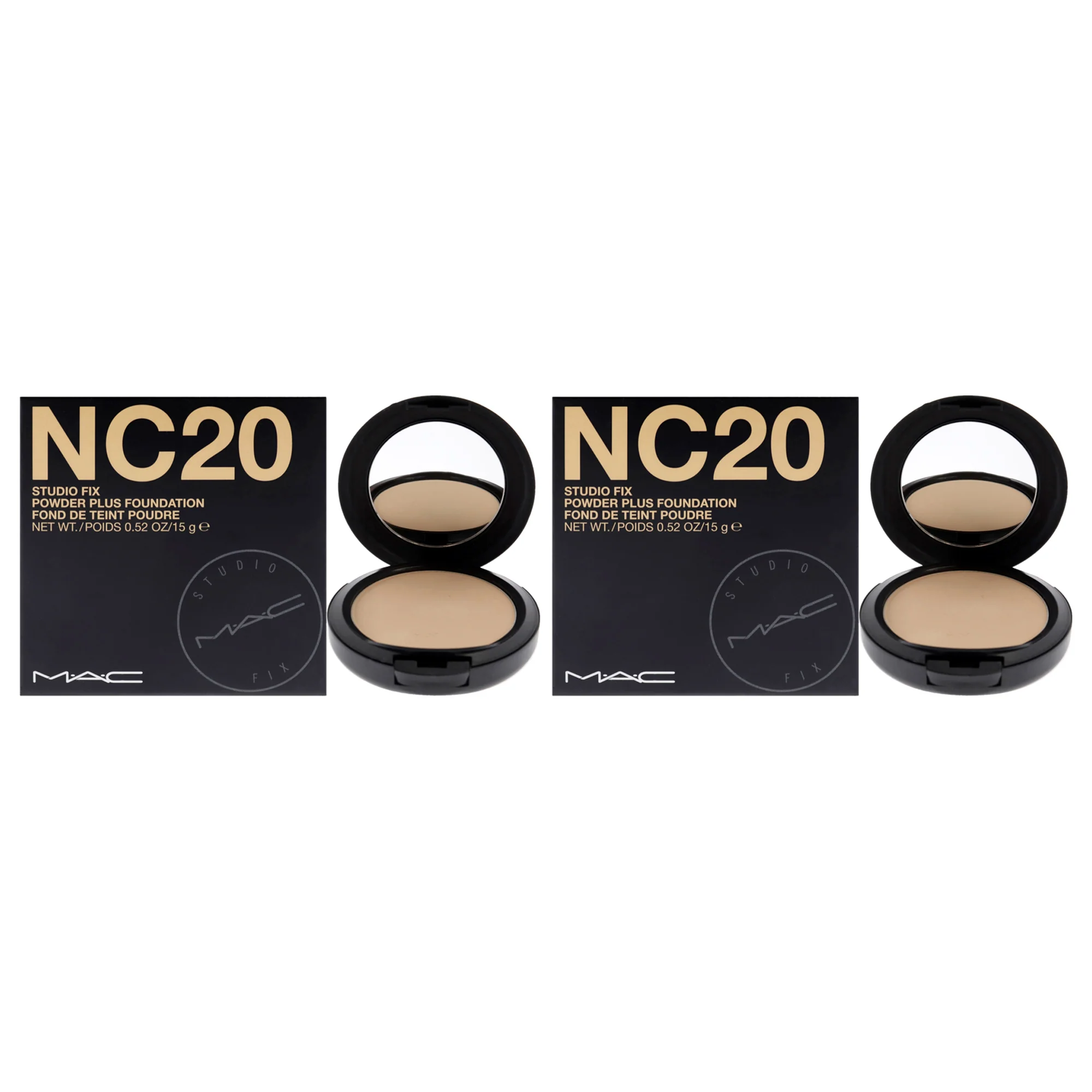 MAC Studio Fix Powder Plus Foundation - NC20 by MAC for Women - 0.52 oz Foundation - Pack of 2 - Olabens