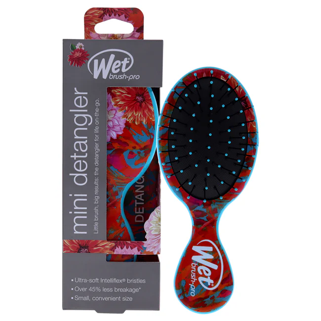 Wet Brush Pro Mini Detangler Hyper Floral Brush - Teal by Wet Brush for Unisex - 1 Pc Hair Brush - Olabens