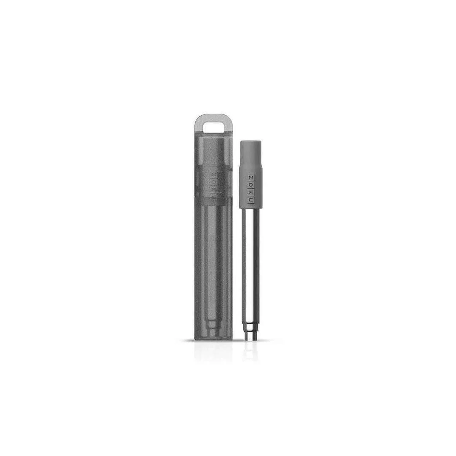ZOKU Stainless Steel Reusable Pocket Straw  (Carrying Case & Cleaning Brush Included) - Charcoal  Fixed Size - Olabens