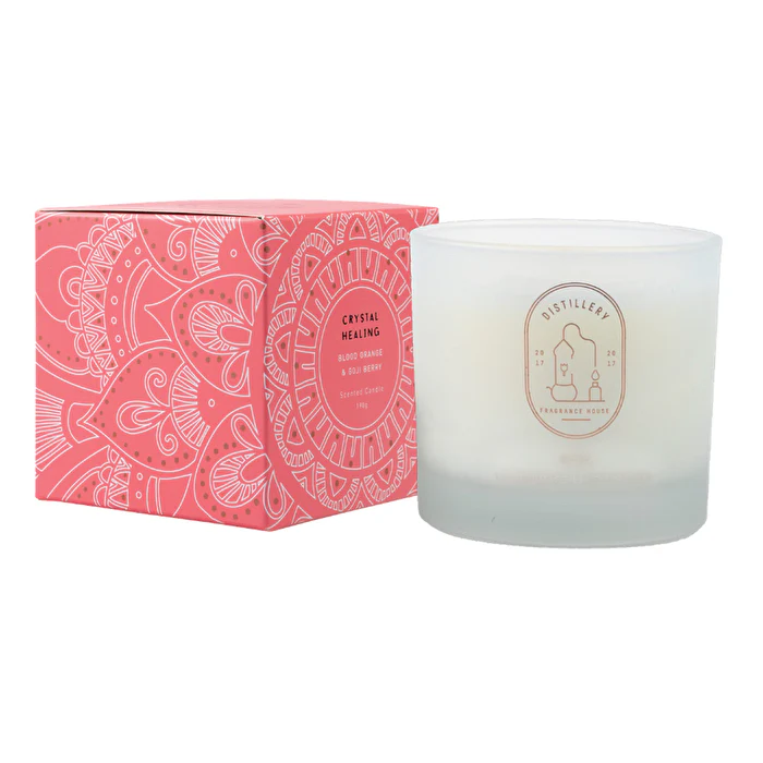 Distillery Fragrance House Soy Candle Crystal Healing (Blood Orange & Goji Berry) 190g - Olabens