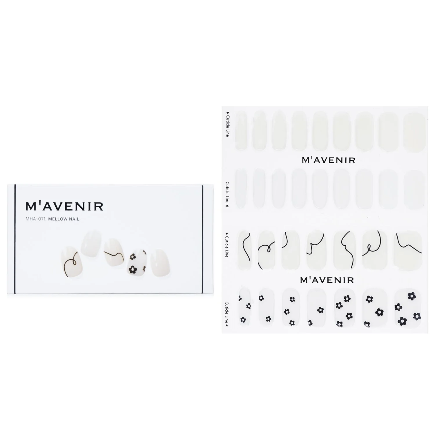 Mavenir Nail Sticker (White) - # Mellow Nail  32pcs - Olabens