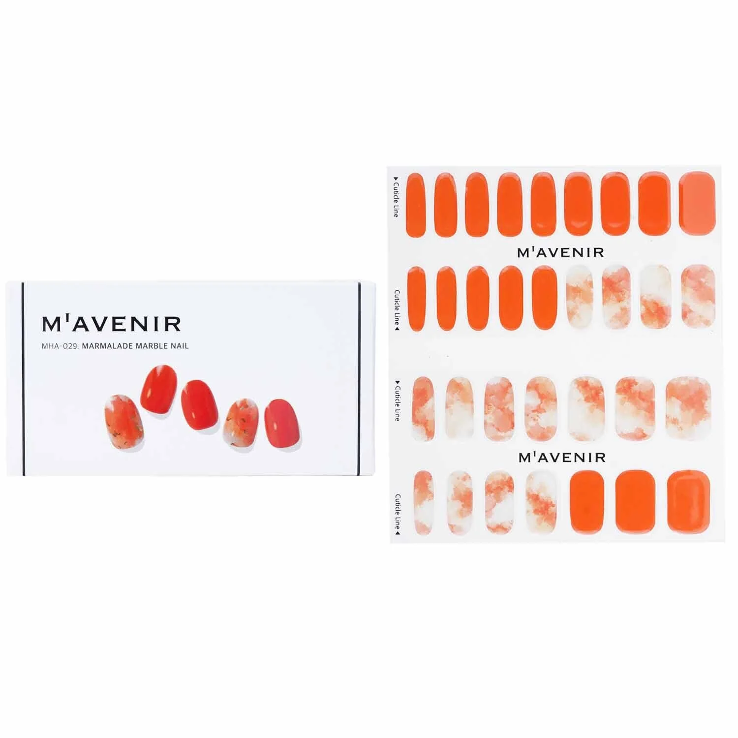 Mavenir Nail Sticker (Orange) - # Marmalade Marble Nail  32pcs - Olabens