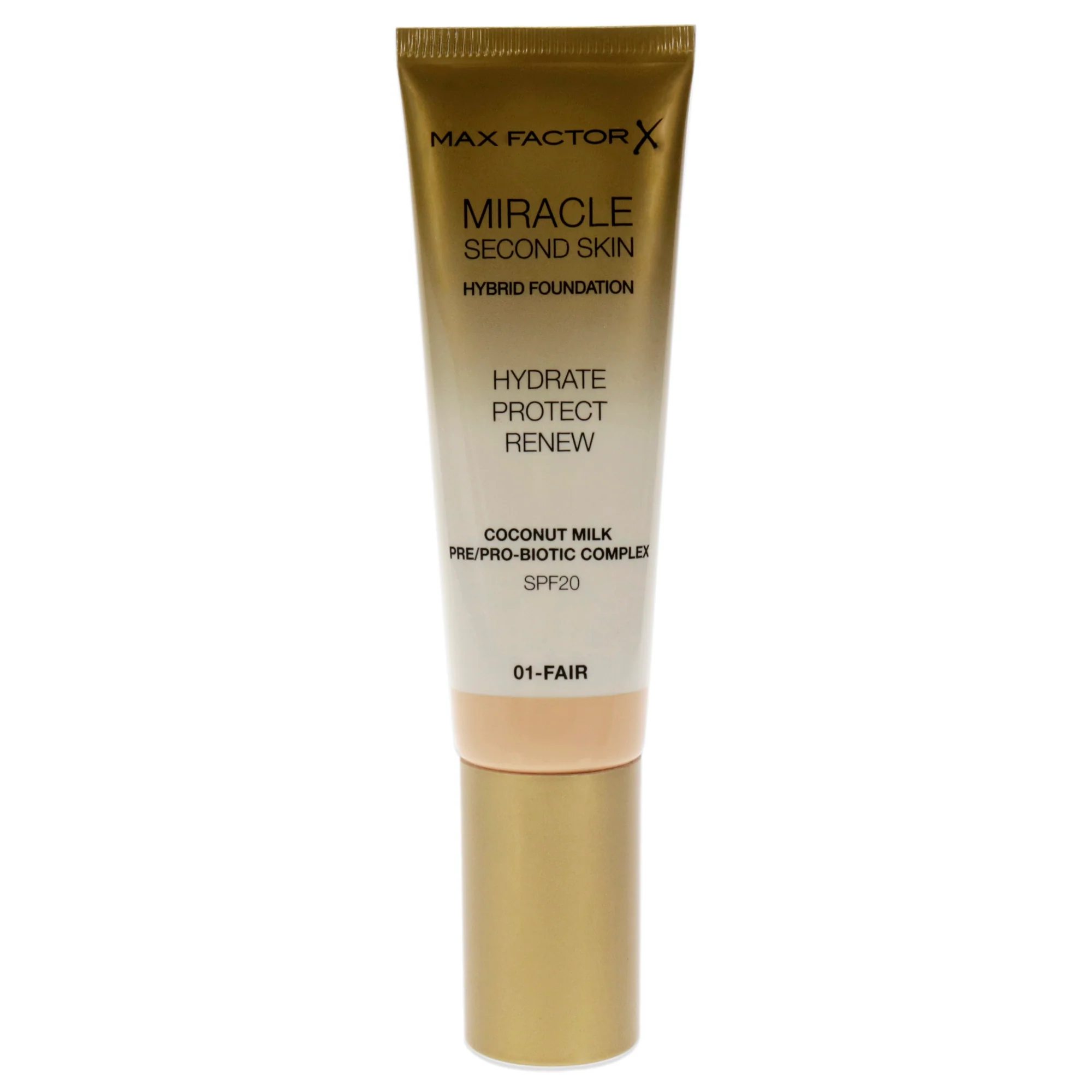 Miracle Second Skin Foundation SPF 20 - 01 Fair by Max Factor for Women - 1.01 oz Foundation - Olabens
