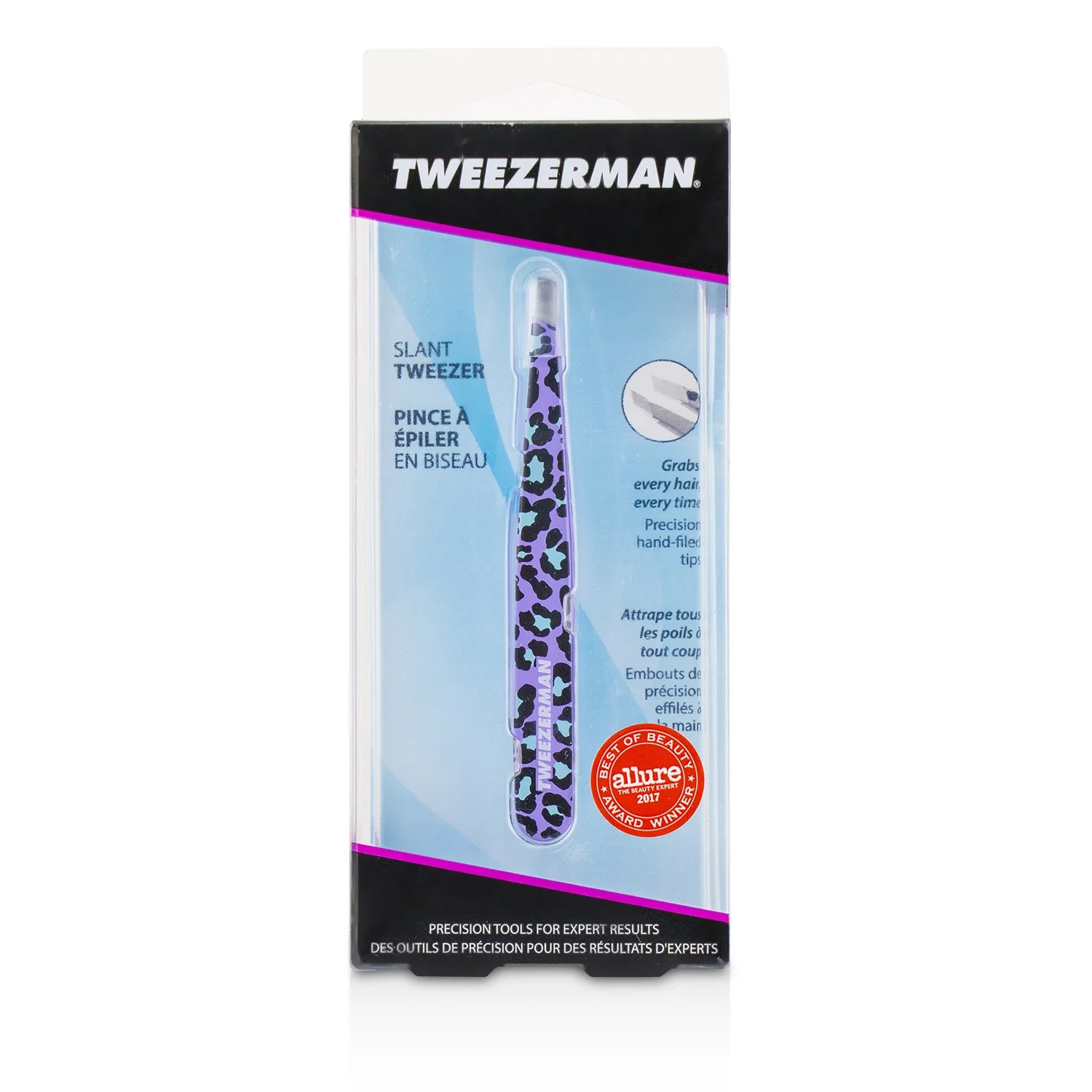 Tweezerman Slant Tweezer (Pattern Prints) - Animal Print/ Purple Leopard - Olabens