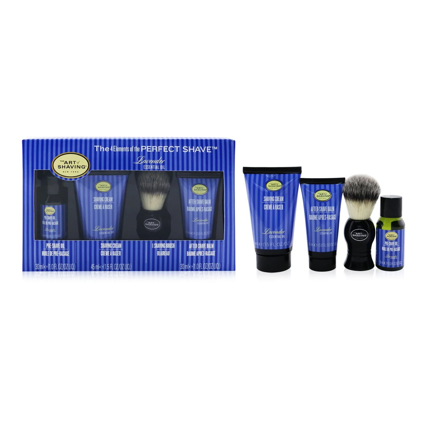The Art Of Shaving The 4 Elements Of The Perfect Shave 4-Pieces Kit - Lavender: Pre-Shave Oil 30ml + Shaving Cream 45ml + After-Shave Balm 30ml + Shaving Brush  4pcs - Olabens