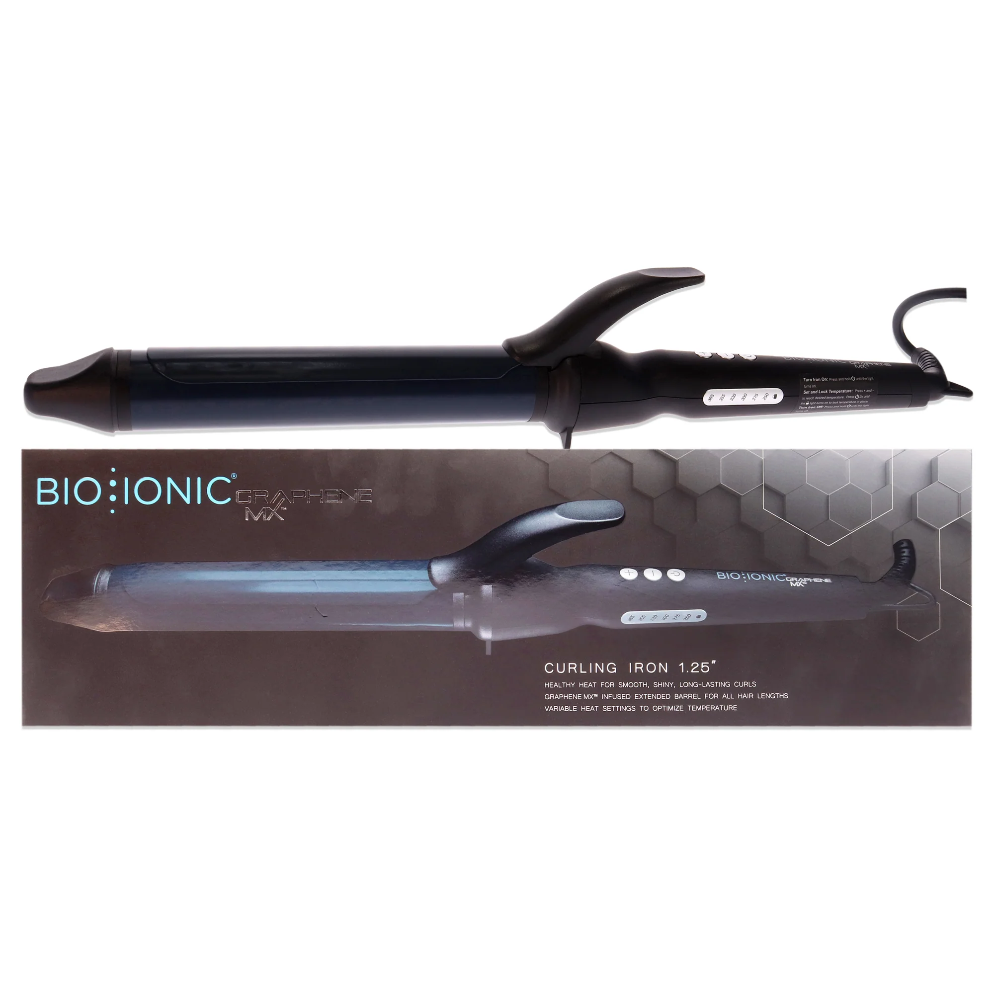 Bio Ionic Graphene MX Curling Iron - Blue by Bio Ionic for Women - 1.25 Inch Curling Iron - Olabens