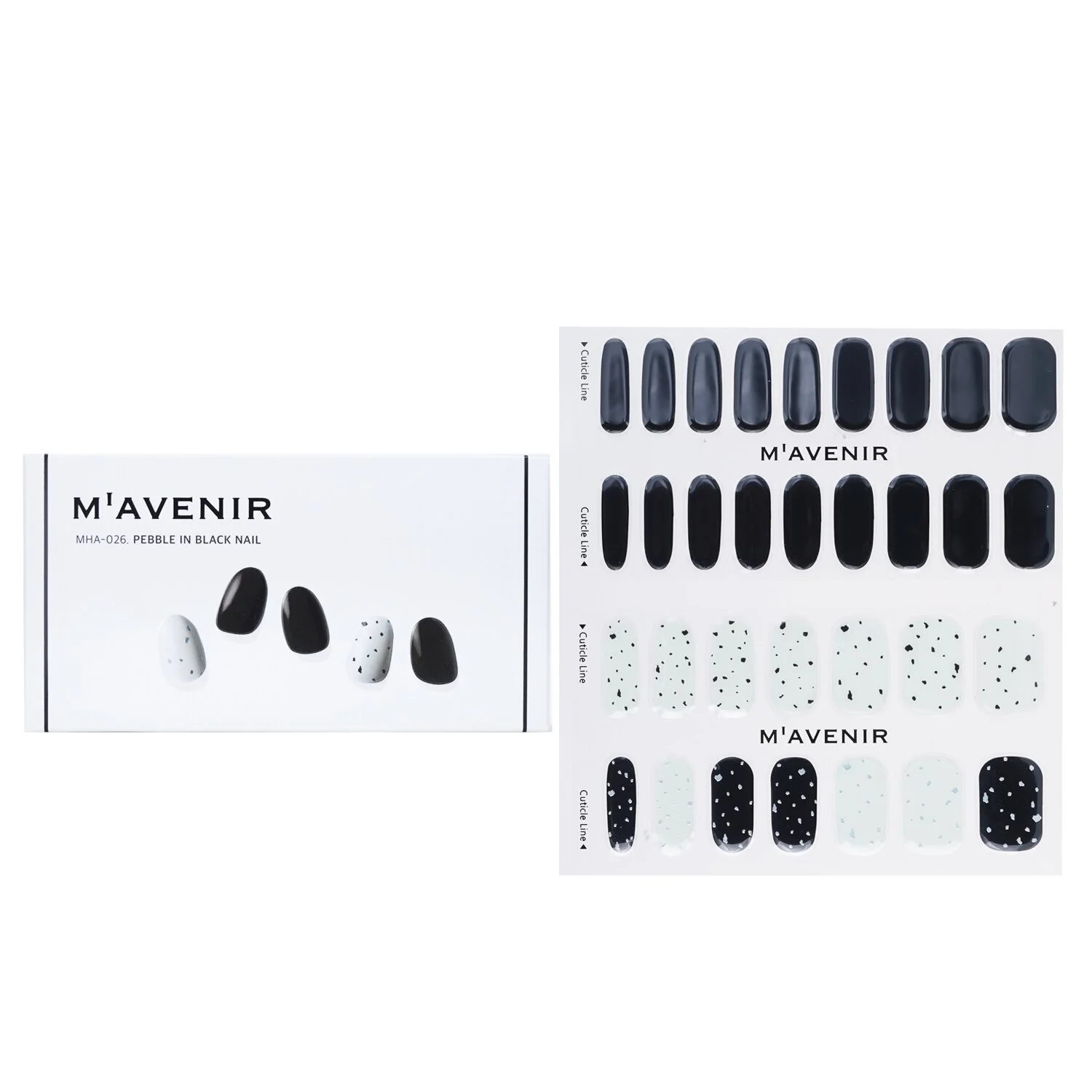 Mavenir Nail Sticker (Black) - # Pebble In Black Nail  32pcs - Olabens