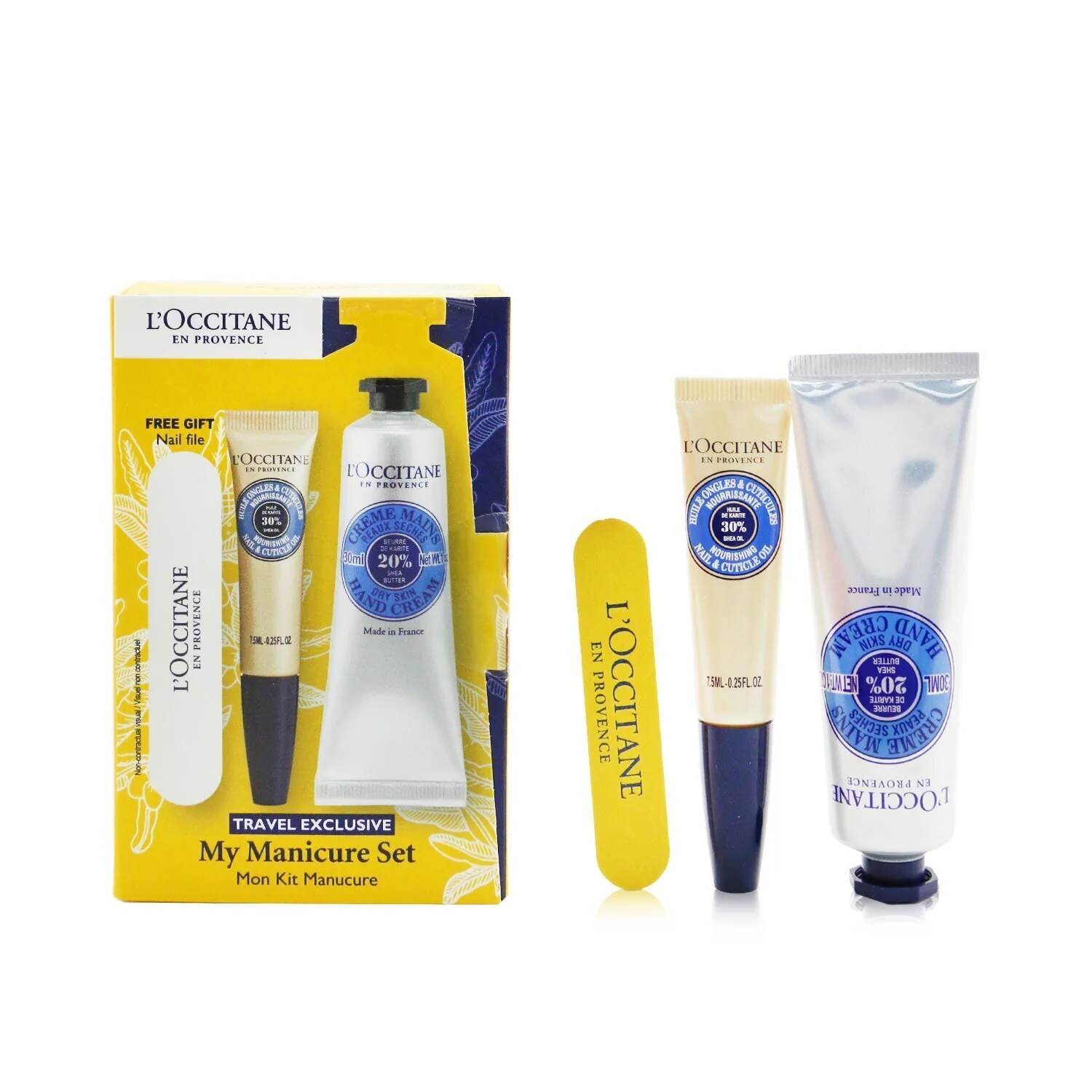 L'Occitane My Manicure Set: Shea Butter Hand Cream 30 ml + Nail & Cuticle Oil (Box Slightly Damaged)  3pcs - Olabens