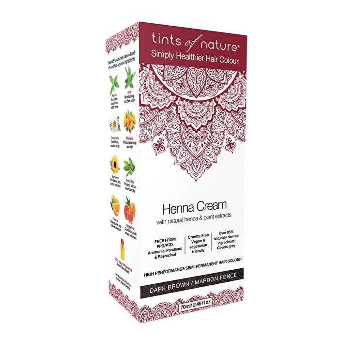 Tints of Nature Henna Cream (Semi-Permanent Hair Colour) Dark Brown 70ml - Olabens