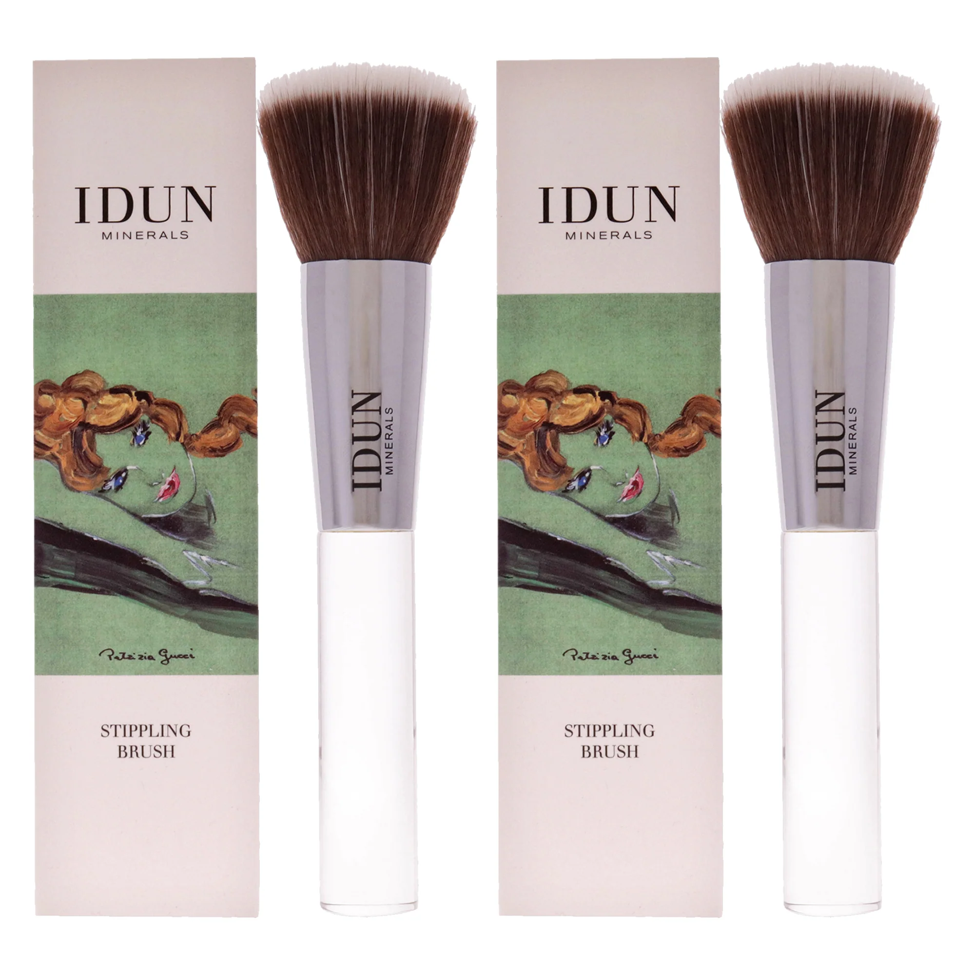 Stippling Brush - 011 by Idun Minerals for Women - 1 Pc Brush - Pack of 2 - Olabens