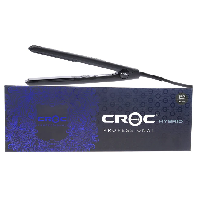 Croc Hybrid Flat Iron - Black Titanium by Croc for Unisex - 1 Inch Flat Iron - Olabens