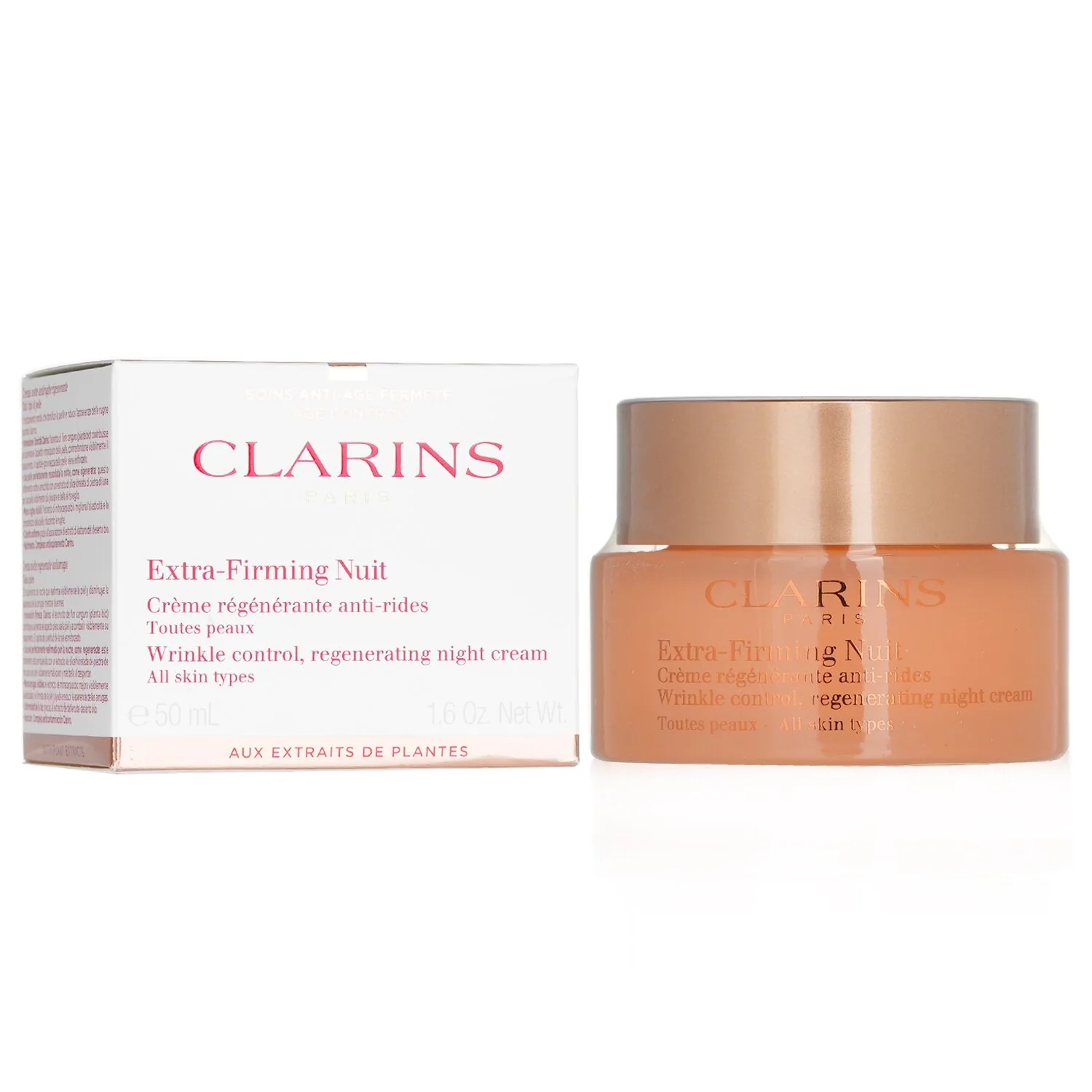 Clarins Extra-Firming Nuit Wrinkle Control, Regenerating Night Cream - All Skin Types (Unboxed)  50ml/1.6oz - Olabens