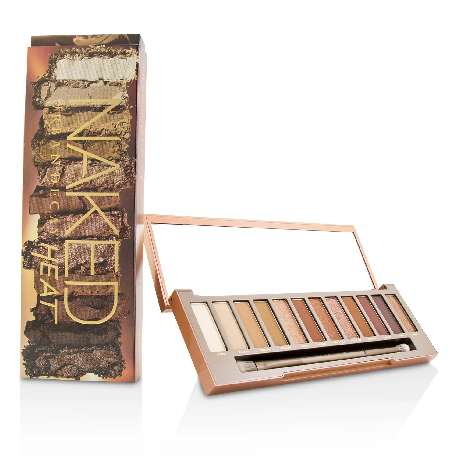 Urban Decay Naked Heat Palette: 12x Eyeshadow, 1x Doubled Ended Blending / Detailed Crease Brush - Olabens