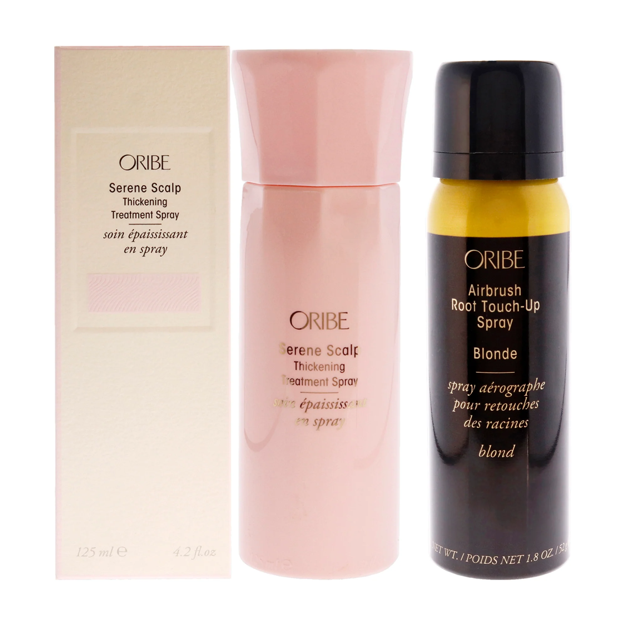 Serene Scalp Thickening Treatment Spray and Airbrush Root Touch-Up Spray - Blonde Kit by Oribe for Unisex - 2 Pc Kit 4.2oz Treatment, 1.8oz Hair Color - Olabens
