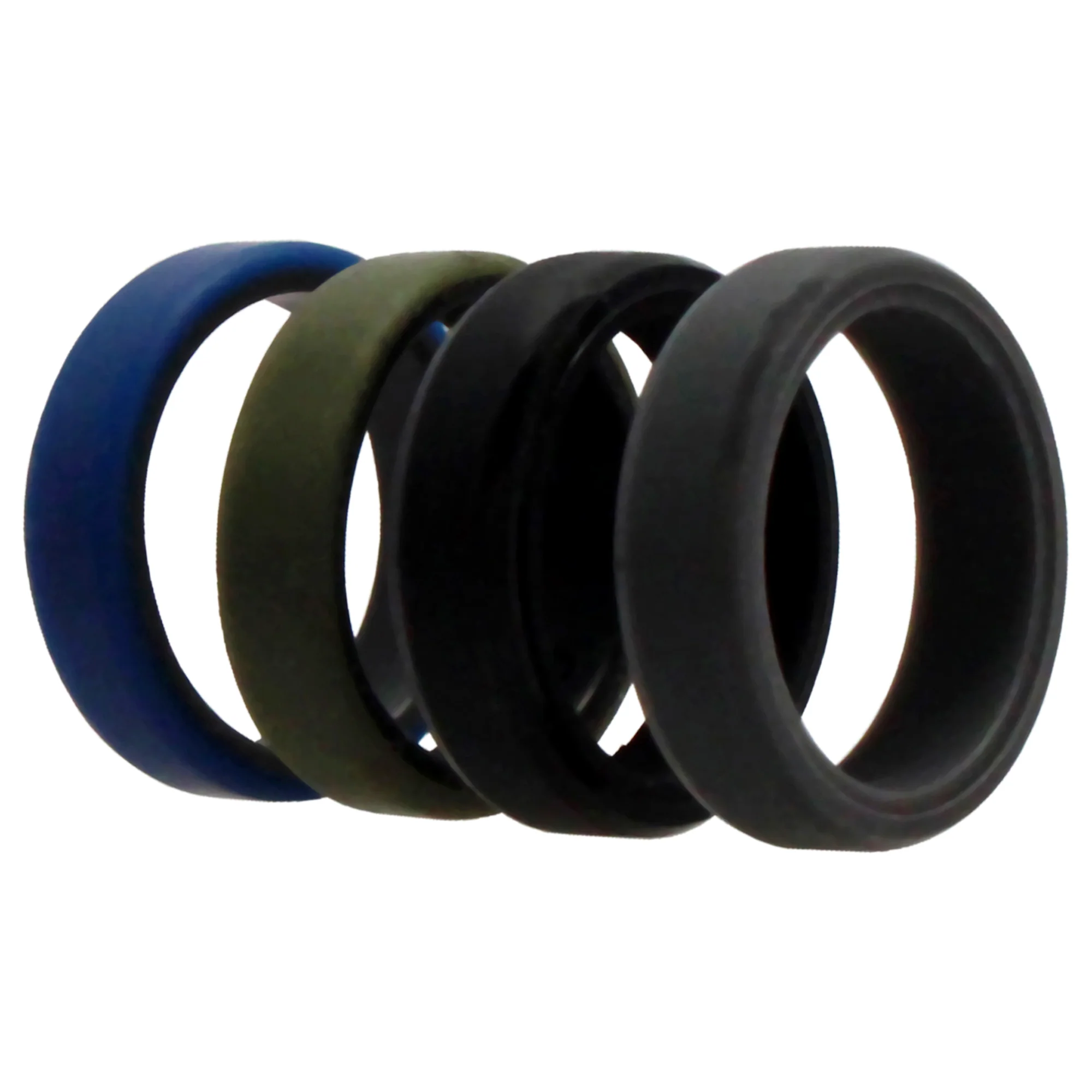 Silicone Wedding 6mm Brush 2Layer Ring Set - Green by ROQ for Men - 4 x 9 mm Ring - Olabens