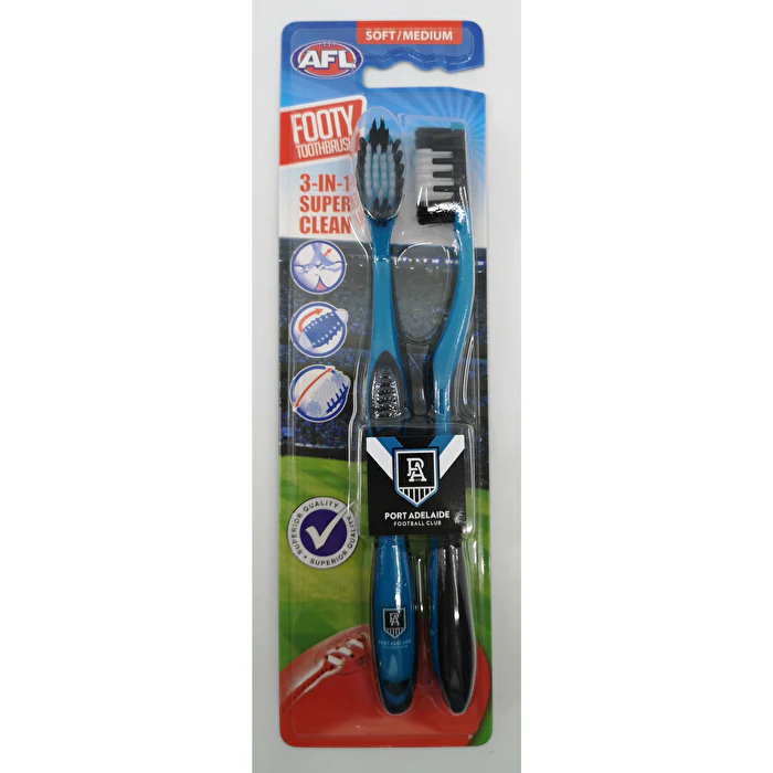 Afl Toothbrush Port Adelaide 2 Pack - Olabens