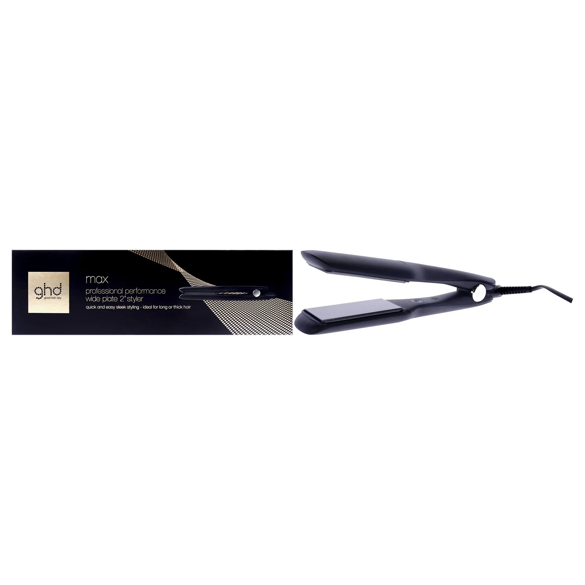GHD Max Wide Plate Styler - Black by GHD for Unisex - 2 Inch Flat Iron - Olabens