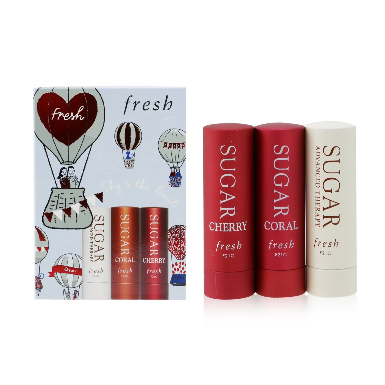 Fresh Sugar Lip Treatment Trio Set: 1x Sugar Lip Treatment Advanced Therapy - 2.2g/0.07oz + 2x Mini Sugar Lip Treatment SPF 15 (#Coral + #Cherry)  3x2.2g/0.07oz - Olabens