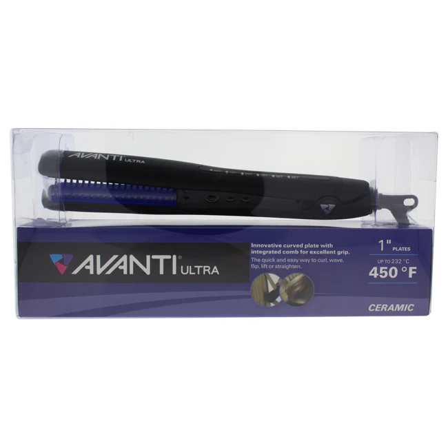 Avanti Ultra Avanti Ceramic Flat Iron - Model # AV21N1C - Black by Avanti Ultra for Unisex - 1 Inch Flat Iron - Olabens