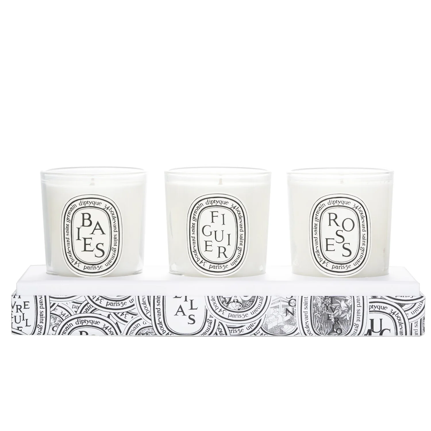 Diptyque Scented Mini Candle Discovery Set: Baies, Figuier, Roses  70g x3pcs - Olabens