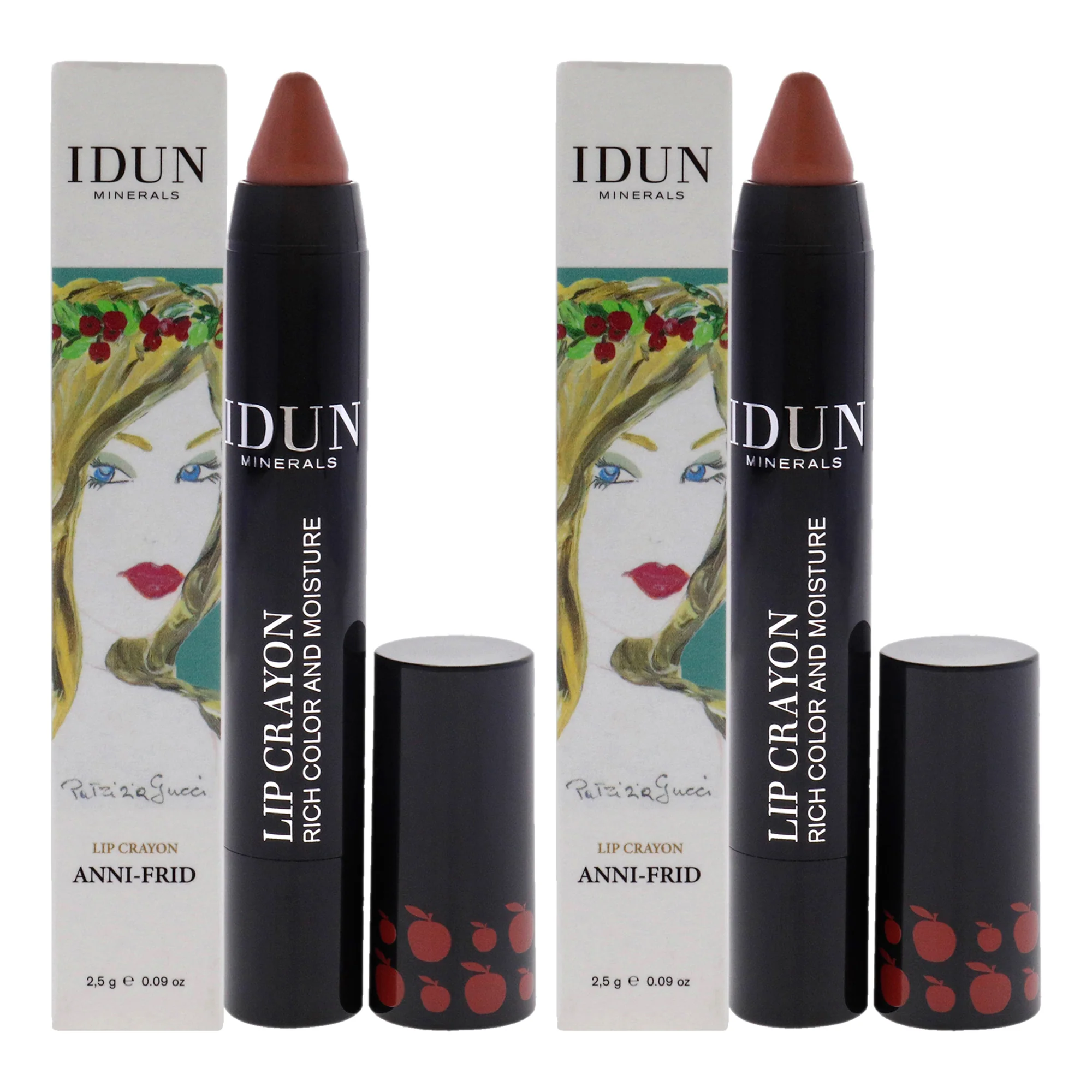 Lip Crayon - 402 Anni-Frid by Idun Minerals for Women - 0.09 oz Lipstick - Pack of 2 - Olabens