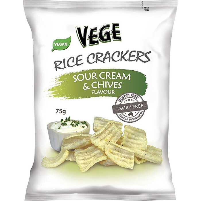 Vege Chips Vege Rice Crackers Sour Cream & Chives 5x75g - Olabens