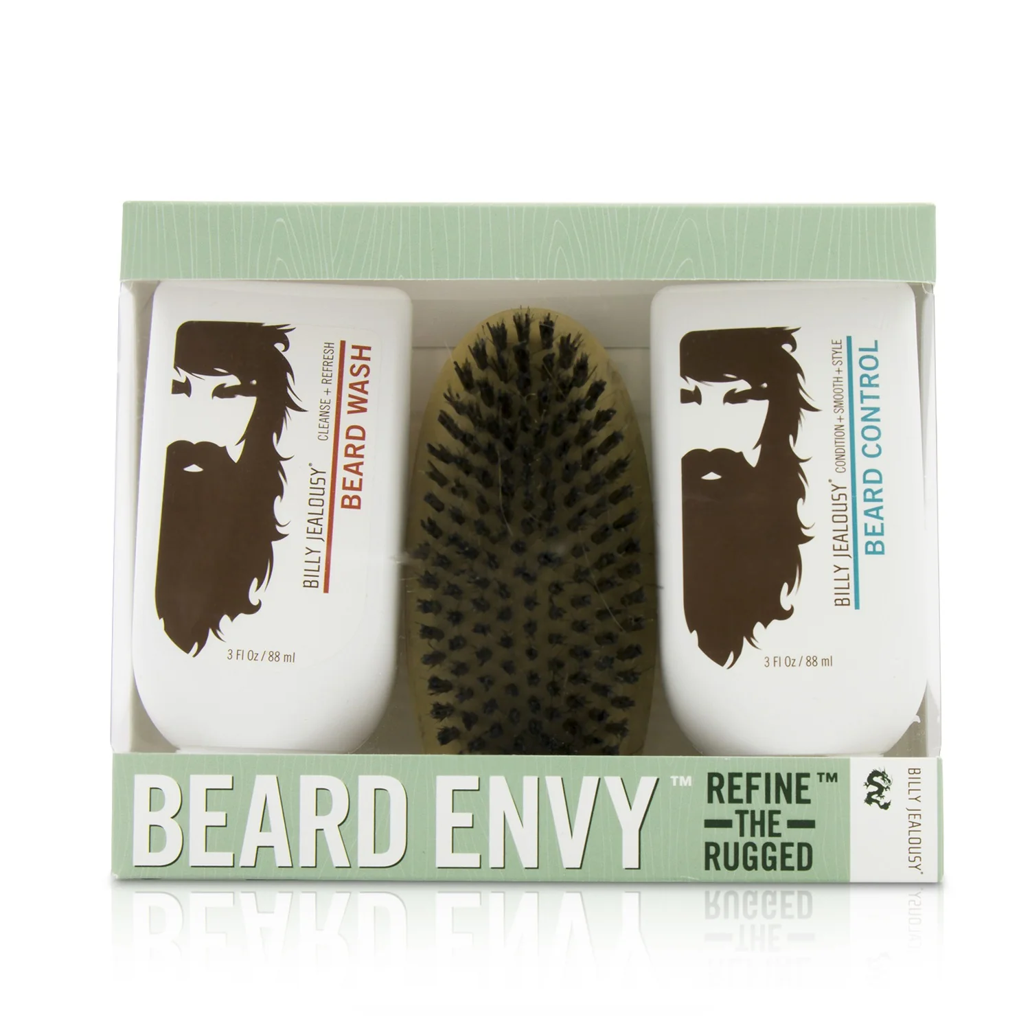 Billy Jealousy Beard Envy Kit: Beard Wash 88ml + Beard Control 88ml + brush 1pcs  3pcs - Olabens