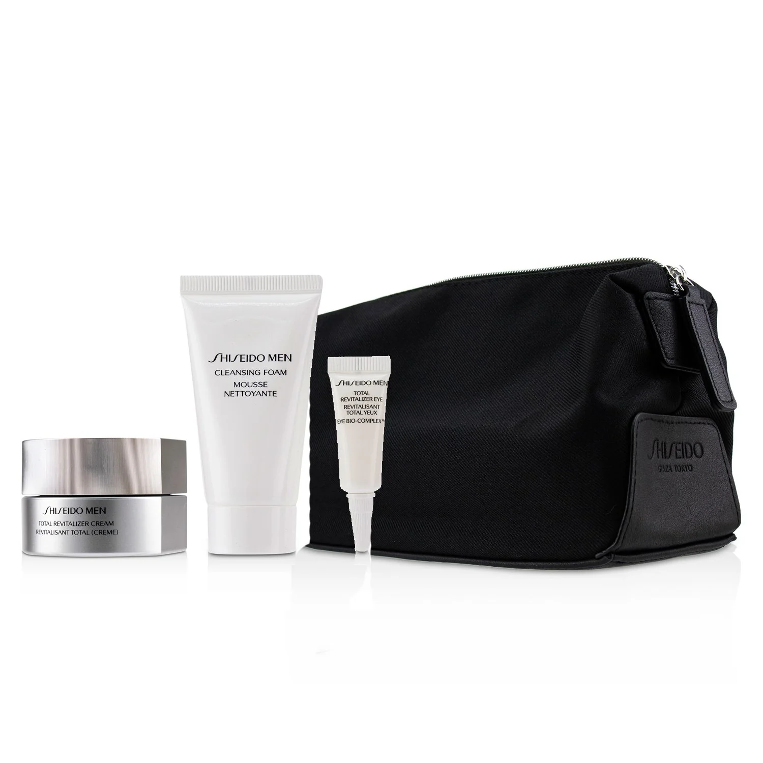 Shiseido Men Total Age-Defense Program Set: 1xTotal Revitalizer Cream 50ml+1xCleansing Foam 30ml+1xTotal Revitalizer Eye 3ml+1xPouch  4pcs - Olabens