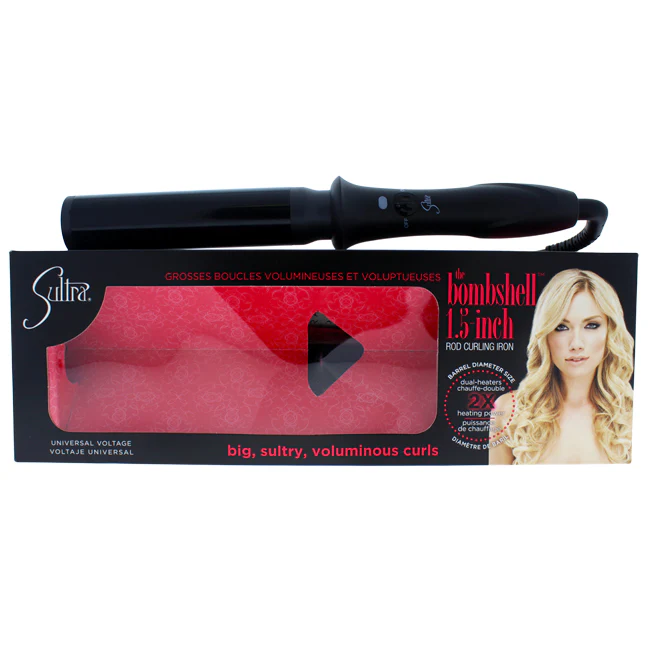 Sultra The Bombshell Rod Curling Iron - Black by Sultra for Unisex - 1.5 Inch Curling Iron - Olabens