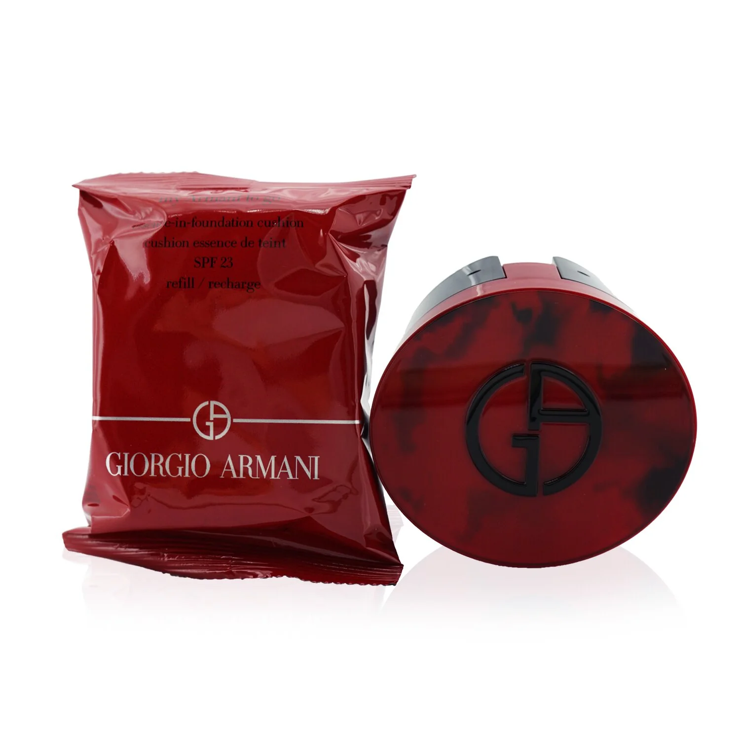 Giorgio Armani My Armani To Go Essence In Foundation Cushion SPF 23 (With Rouge Malachite Case) - # 3  15g/0.53oz - Olabens