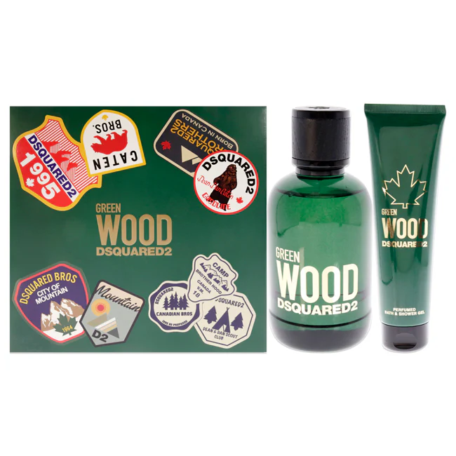 Dsquared2 Green Wood by Dsquared2 for Men - 2 Pc Gift Set 3.4oz EDT Spray, 5.0oz Bath and Shower Gel - Olabens