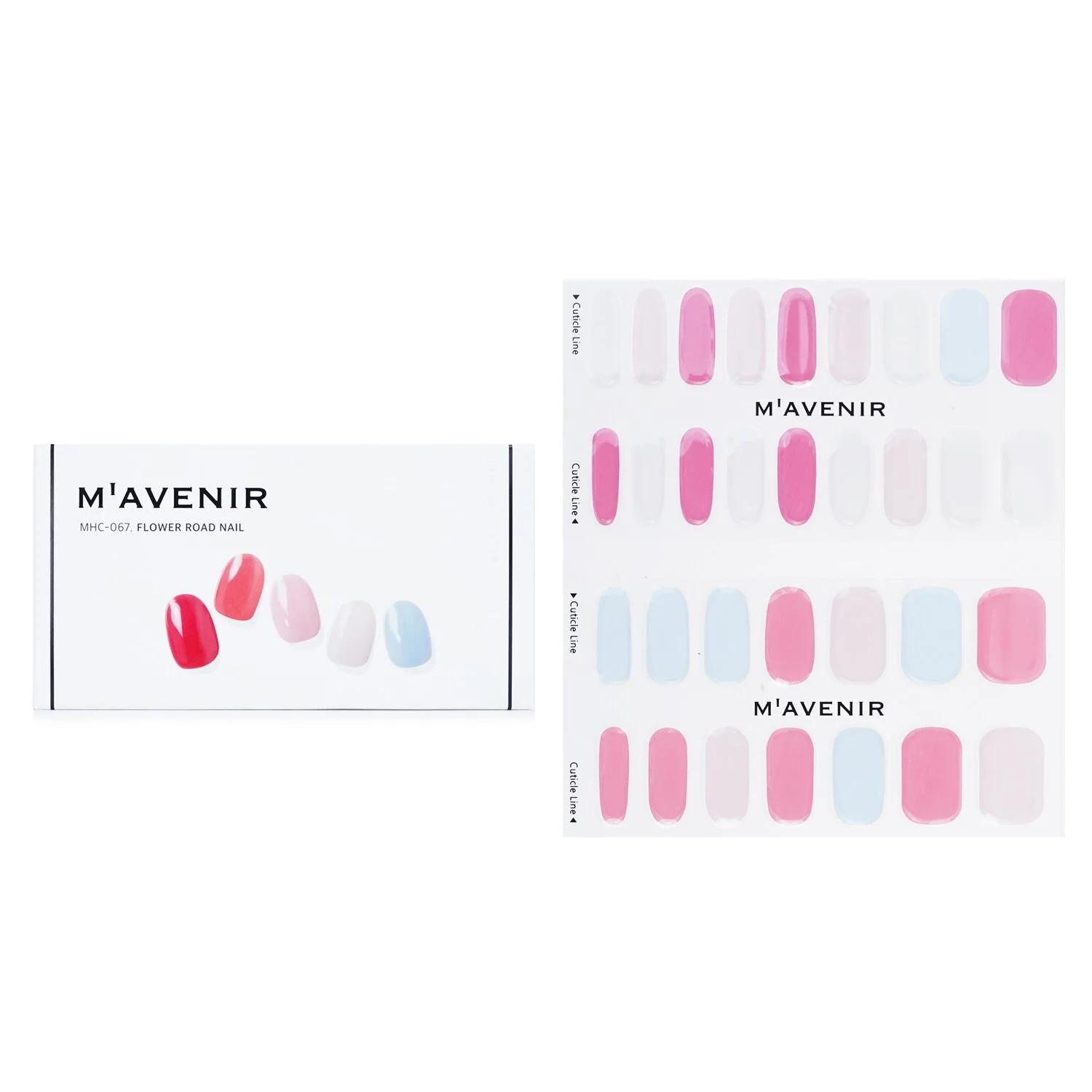 Mavenir Nail Sticker (Assorted Colour) - # Flower Road Nail  32pcs - Olabens