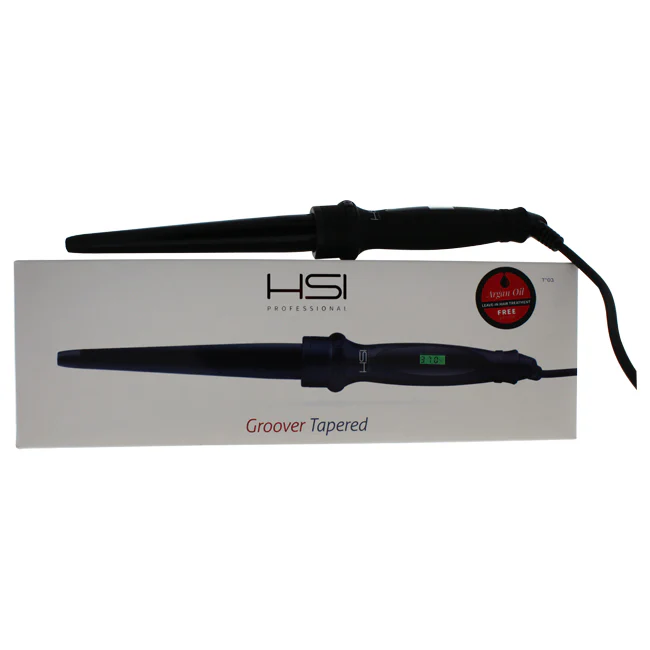 HSI Professional Groover Tapered Ceramic Curling Wand - Model # HT225 - Black by HSI Professional for Unisex - 1 Inch Curling Iron - Olabens