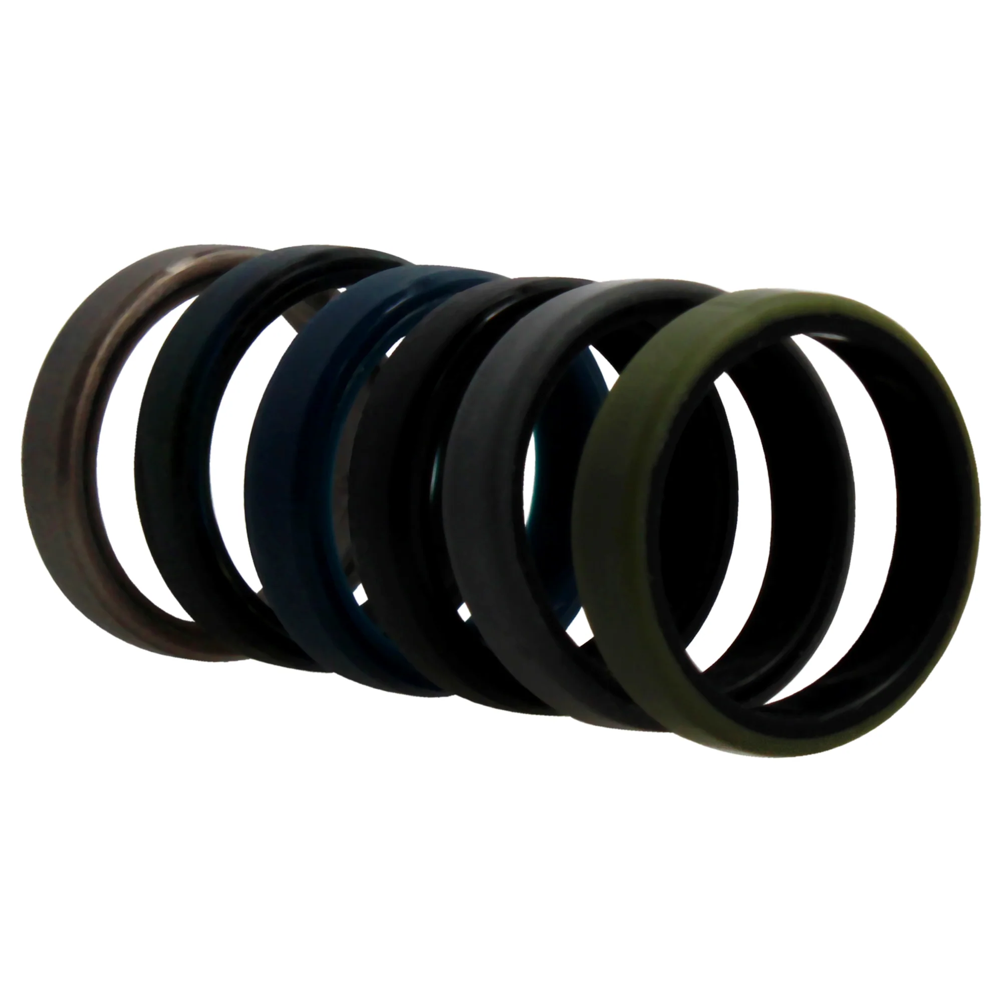 Silicone Wedding 6mm Brush 2Layer Ring Set - Camo by ROQ for Men - 6 x 13 mm Ring - Olabens