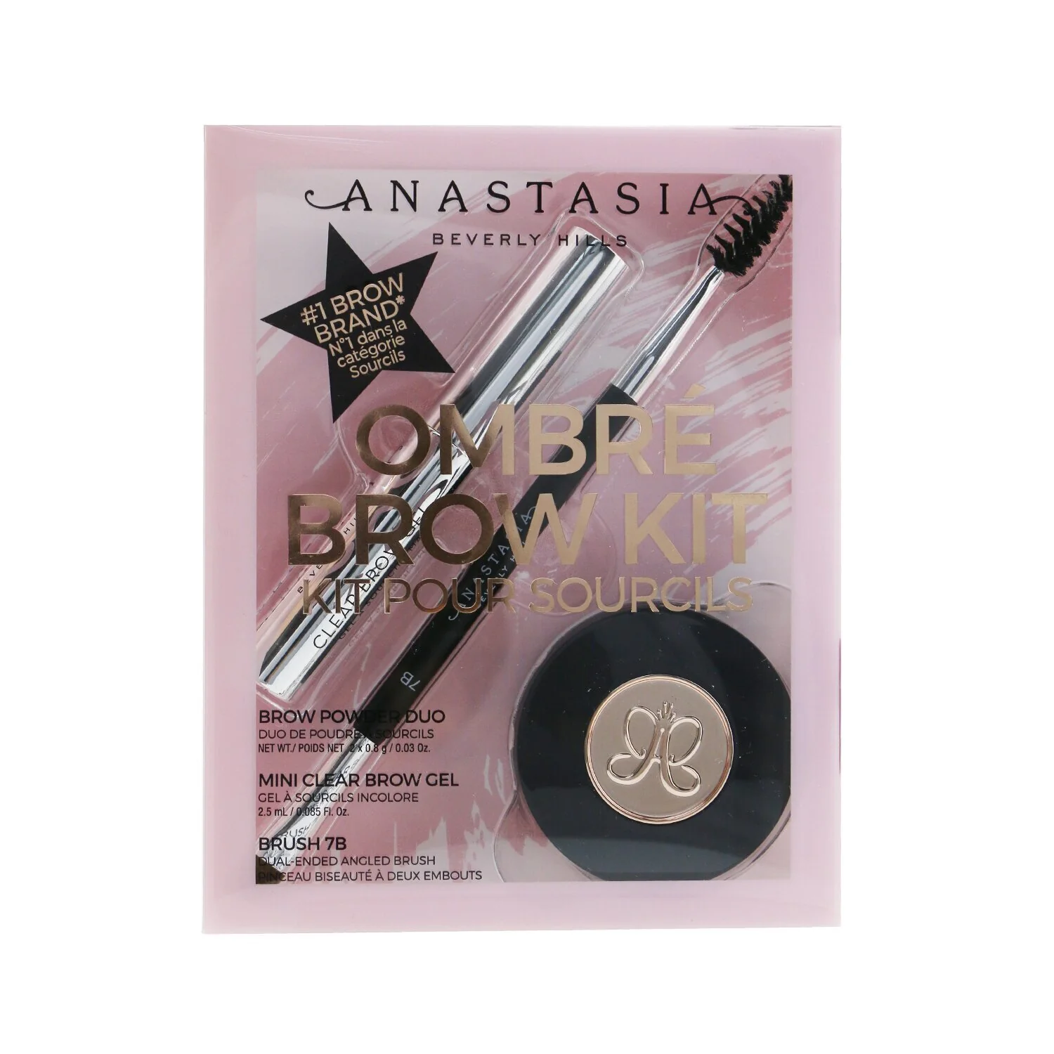 Anastasia Beverly Hills Ombre Brow Kit (Brow Powder Duo + Mini Clear Brow Gel + Brush 7B) - # Medium Brown  3pcs - Olabens